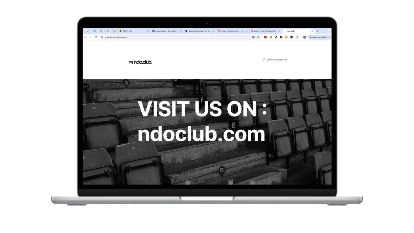 The ndo.club website on a laptop